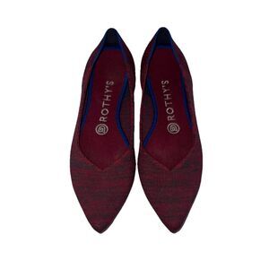 Rothy’s The Point Red Crimson Heather Pointed Toe Ballet Flat Shoes Size 7